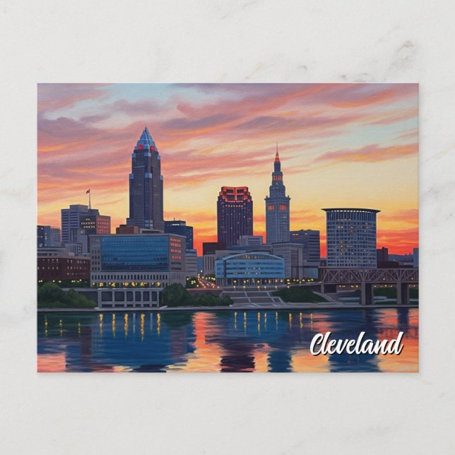 Postal Cleveland Ohio Skyline Sunset (Anverso)