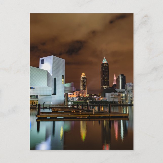 Postal Cleveland Skyline de noche (Anverso)