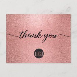 Postal Cliente de pequeña empresa con brillo de oro rosa