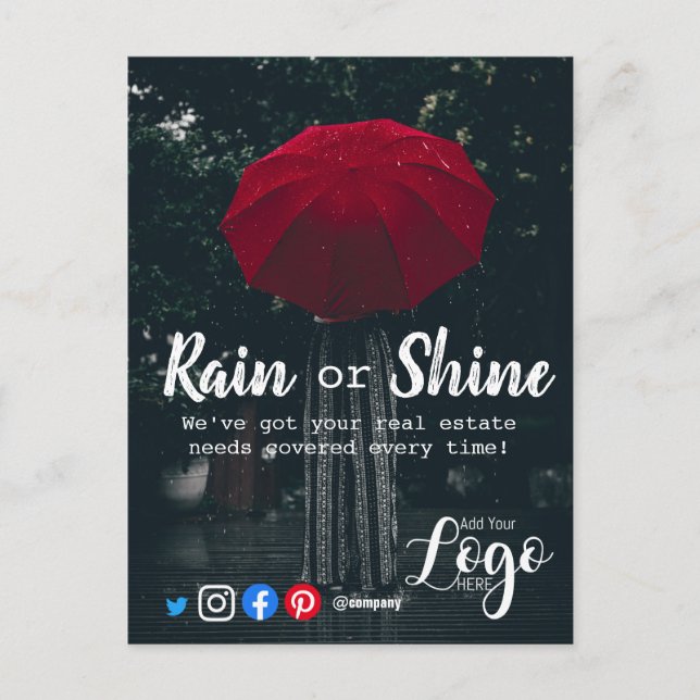 Postal clientes de lluvia referidos marketing inmobiliari (Anverso)