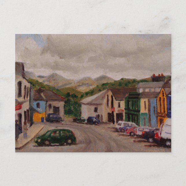 Postal Clifden Ireland Cityscape Impresionista Pintura (Anverso)