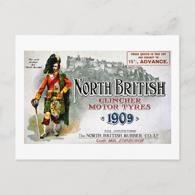 Postal Clincher Motor Tires1909 - Publicidad de época (Anverso)
