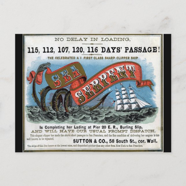 Postal Clipper Sailing Serpiente Marina (Anverso)