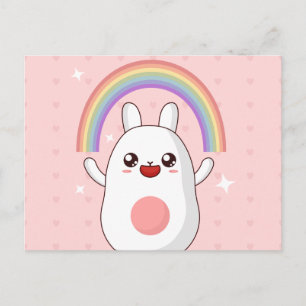 Postal Clísico arcoiris de Kawaii