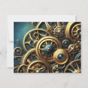Postal Clockwork Gold y Verde azulado