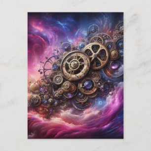Postal Clockwork industrial Steampunk Purple and Pink