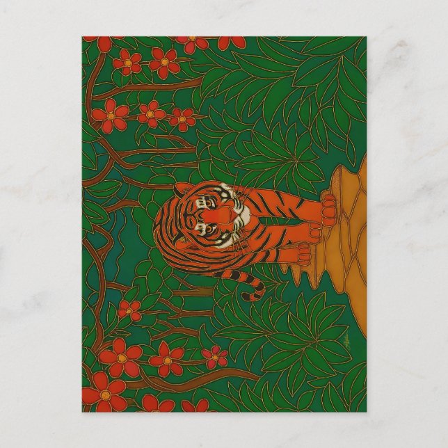 Postal Cloisonne Art Tiger on the Jungle Path (Anverso)