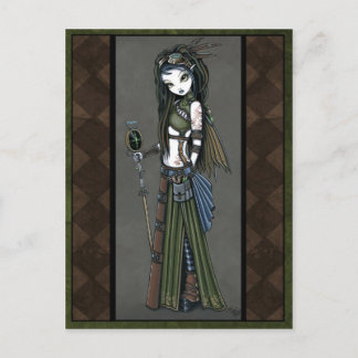 Postal "Cloud Burst" Steampunk Aviatrix Fairy Postcard