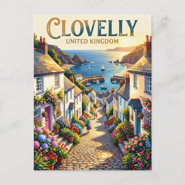 Postal Clovelly Reino Unido (Anverso)