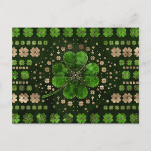 Postal Clover de cuatro hojas de Shamrock irlandés Malach