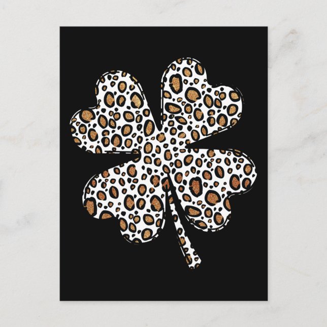 Postal Clover Shamrock Leopard Spots St. Patrick's Day (Anverso)