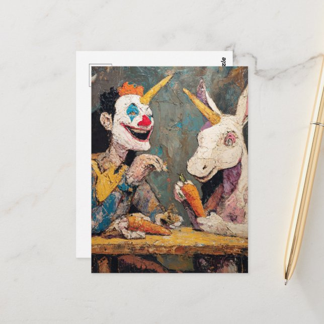 Postal Clown with unicorn  (Anverso/Reverso In Situ)