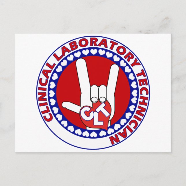 Postal CLT CLINICAL LAB TECH ASL iLOVE LOGO (Anverso)