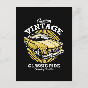 Postal Club de Autos Clásicos Personalizados Vintage
