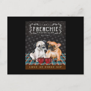 Postal Club de Café de Bulldog Francés