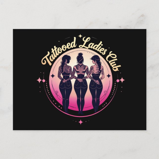 Postal Club De Damas De Tatuaje, Vestido De Negro (Anverso)