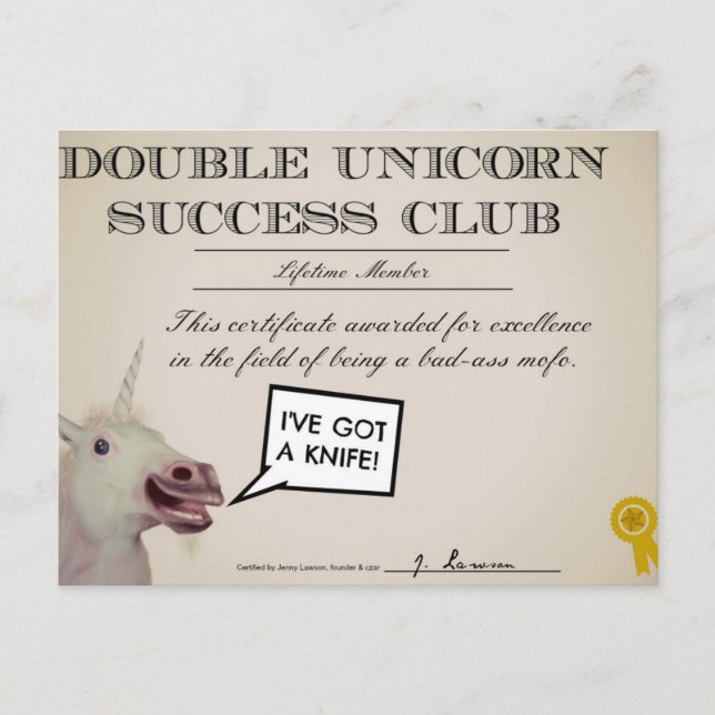 Postal Club de éxito de doble unicornio (Anverso)