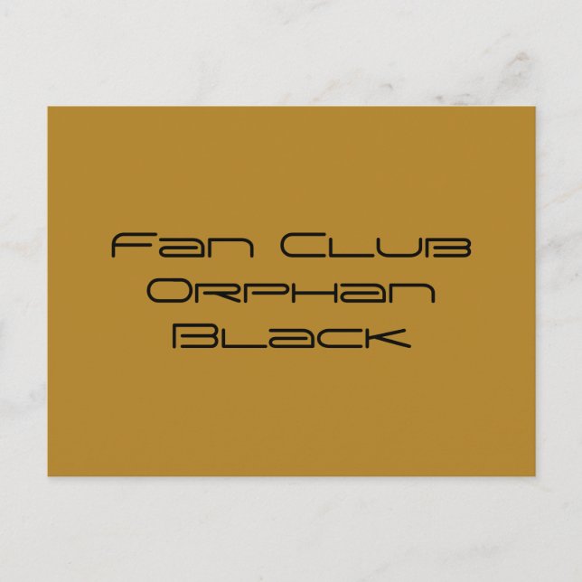 Postal club de fans Orphan Black en fuente geométrica (Anverso)