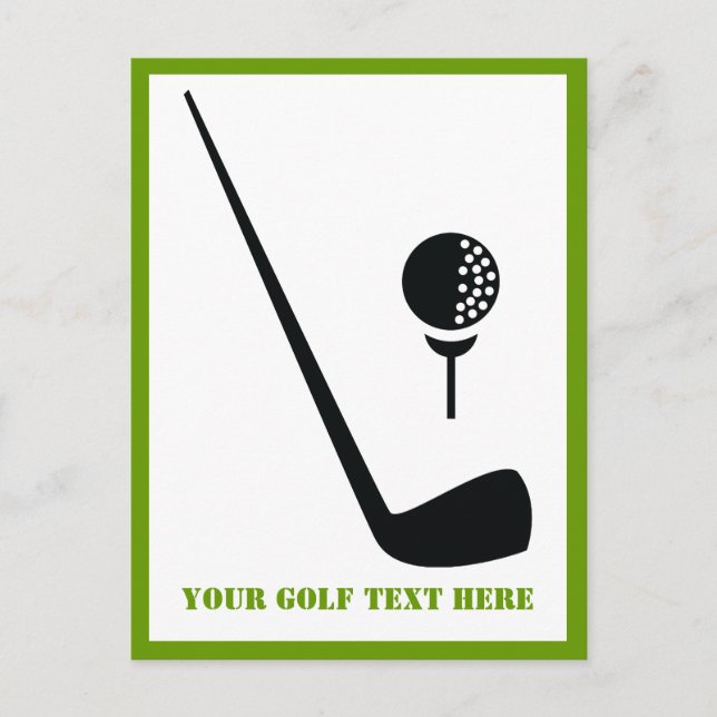 Postal Club de golf y personalizado vertical negro de bol (Anverso)