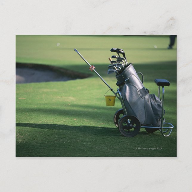 Postal Clubes de golf y bolso de golf (Anverso)