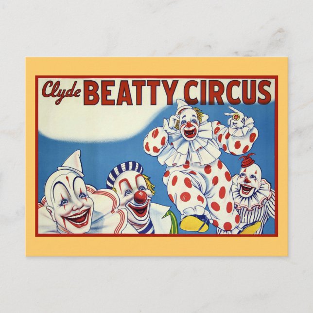 Postal Clyde Beatty Vintage Circus (Anverso)