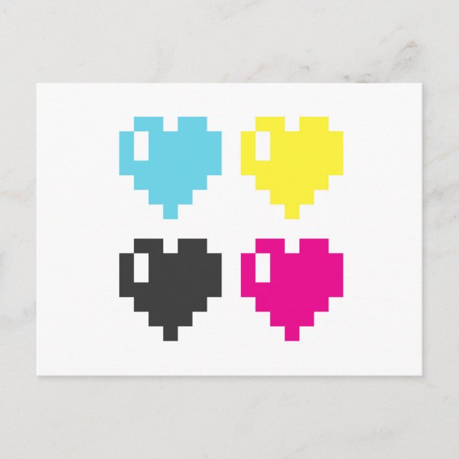 Postal CMYK Pixel Hearts (Anverso)