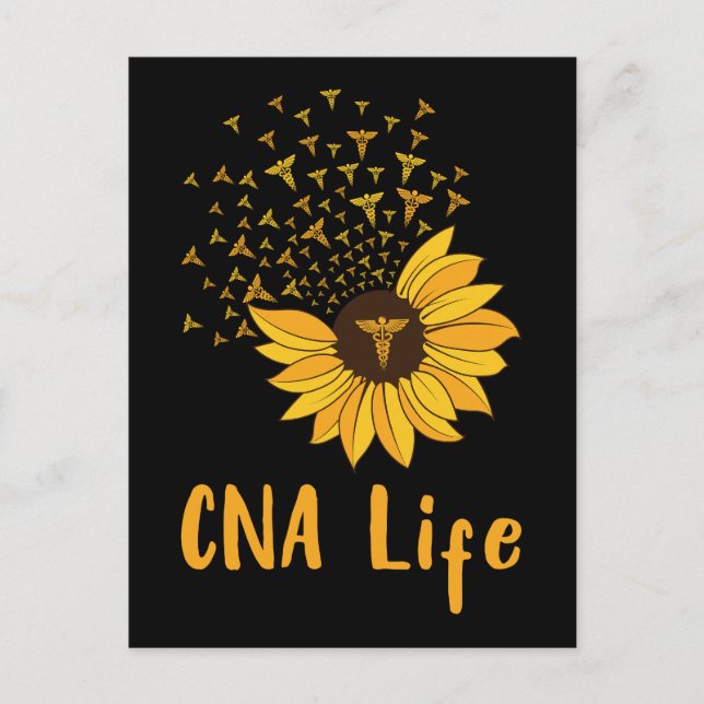 Postal CNA Life Sunflower Orgulloso CNA Enfermera (Anverso)