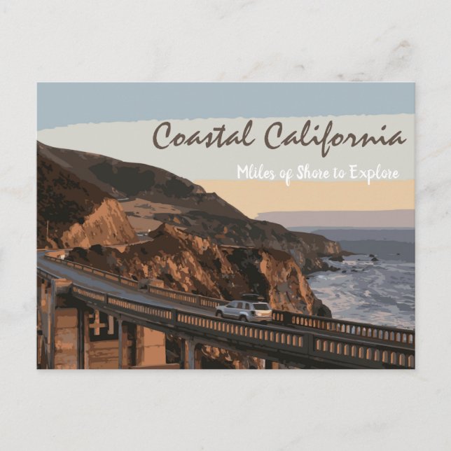 Postal Coastal California Miles Shore (Anverso)