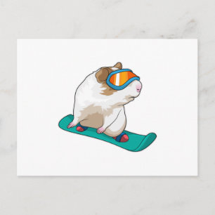 Postal Cobaya surfista de nieve tabla de nieve