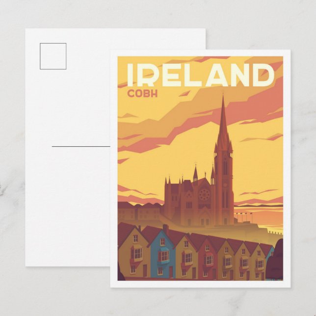 Postal Cobh Ireland Art Vintage Travel Ilustracion (Anverso / Reverso)