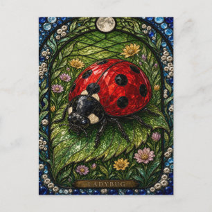 Postal Coccinella, Vidriera de Flor de Prado