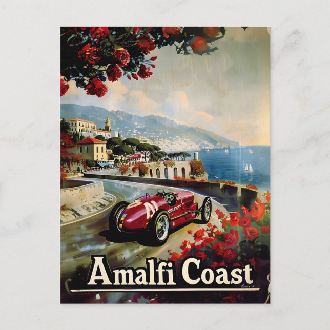 Postal Coche Amalfi Coast Vintage Carreras (Anverso)