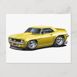 Postal Coche amarillo Camaro SS de 1969