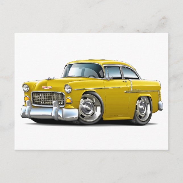 Postal Coche amarillo Chevy Belair 1955 (Anverso)