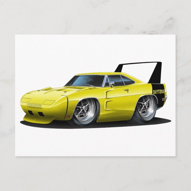Postal Coche amarillo Dodge Daytona (Anverso)