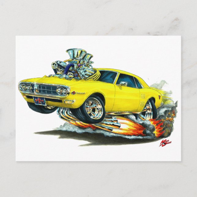 Postal Coche amarillo Firebird 1967-68 (Anverso)
