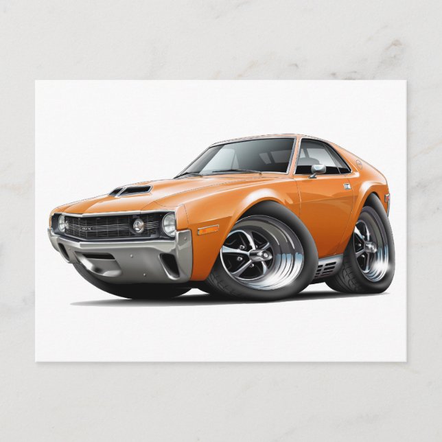 Postal Coche AMX Naranja 1970 (Anverso)