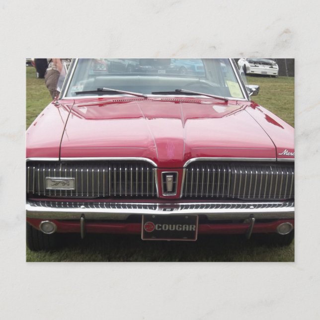 Postal Coche antiguo clásico rojo del puma viejo de (Anverso)