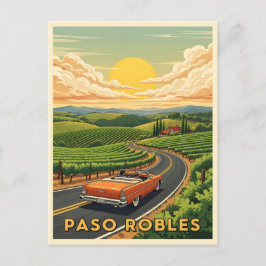 Postal Coche antiguo en el país del vino paso robles al a