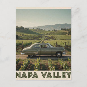 Postal 🏔️ Coche Antiguo Verde Valle de Napa