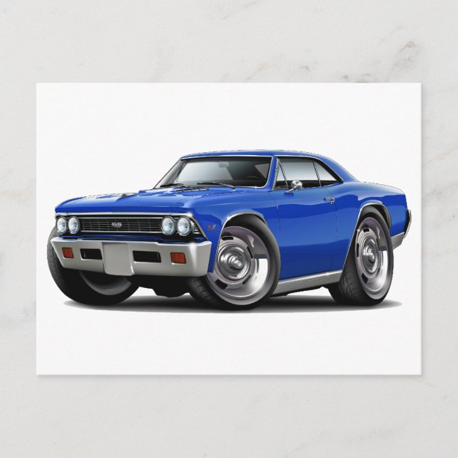 Postal Coche azul Chevelle de 1966 (Anverso)