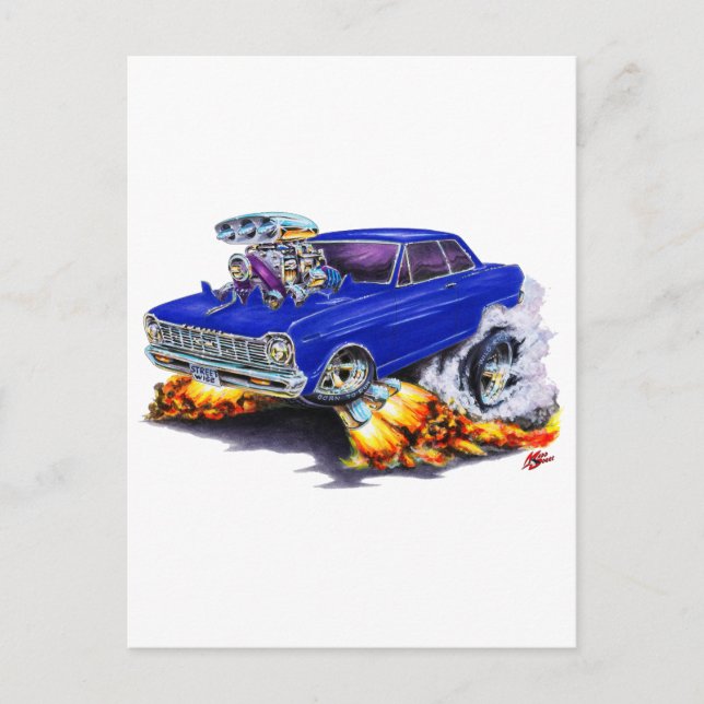 Postal Coche azul oscuro Nova 1962-65 (Anverso)