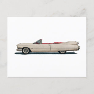 Postal Coche blanco Cadillac