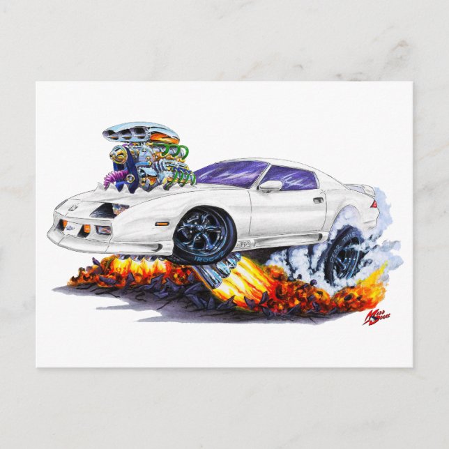 Postal Coche blanco Camaro 1982-92 (Anverso)