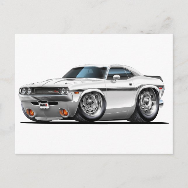Postal Coche blanco Challenger 1970-72 (Anverso)