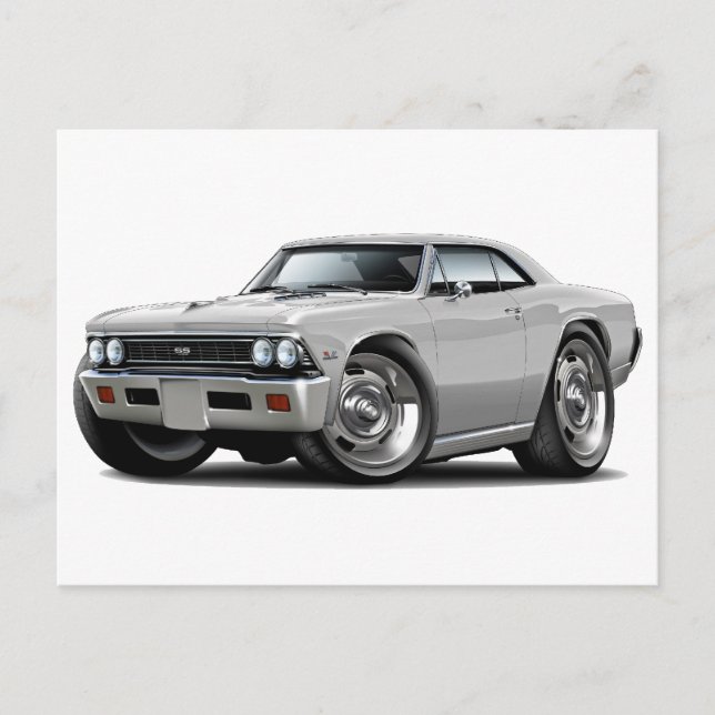 Postal Coche Blanco Chevelle 1966 (Anverso)