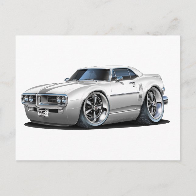 Postal Coche blanco Firebird 1967 (Anverso)