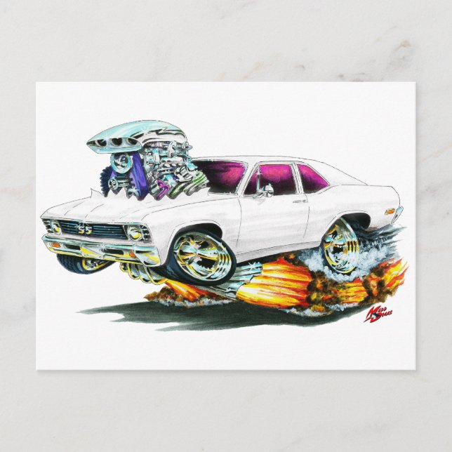 Postal Coche blanco Nova 1968-70 (Anverso)