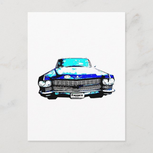 Postal coche cadillac raggare (Anverso)