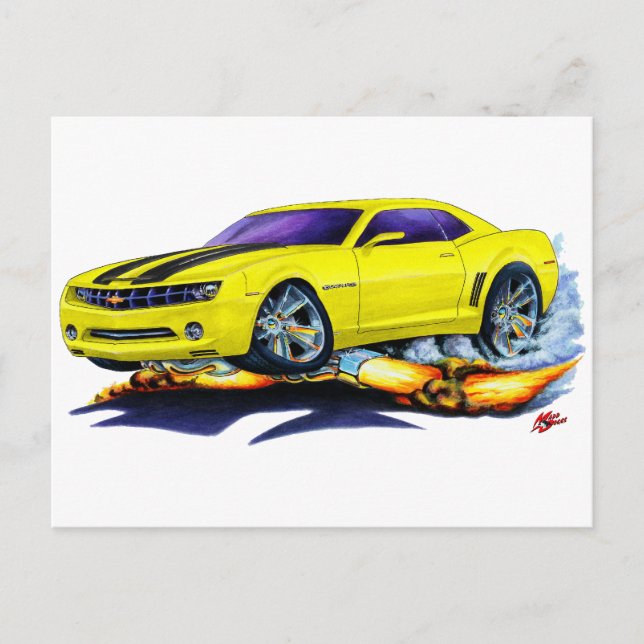 Postal Coche Camaro amarillo-negro 2010 (Anverso)
